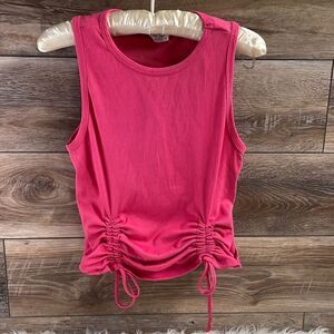 OneStepUp Womens Sleeveless Crop Top Size  XL Pink Ruched Front